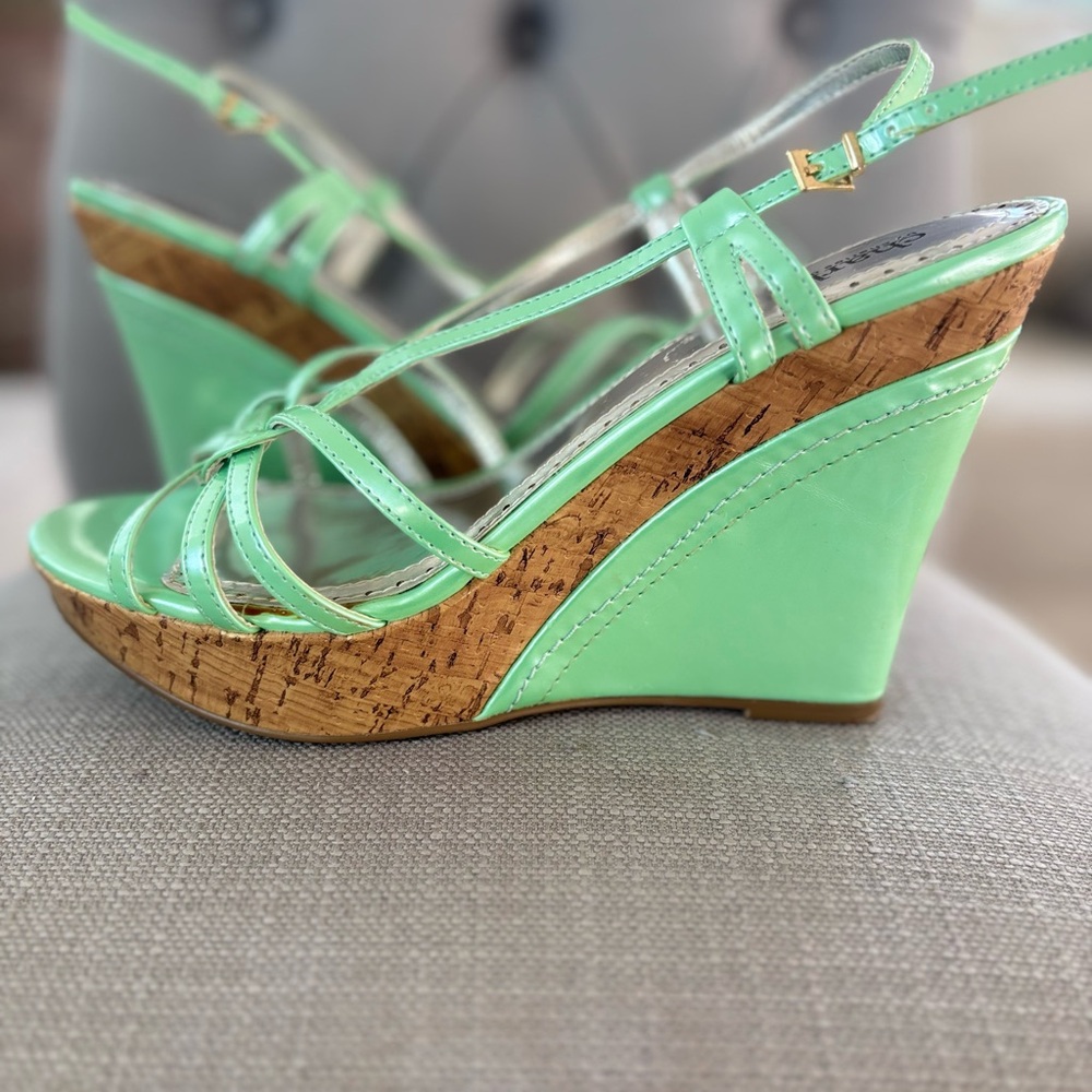 Mint Green Wedge Sandals